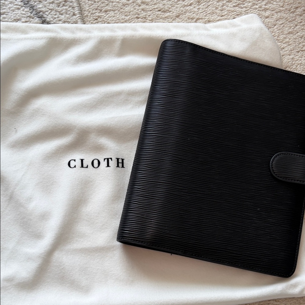 Cloth & Paper Black Textured Leather Folio Cover